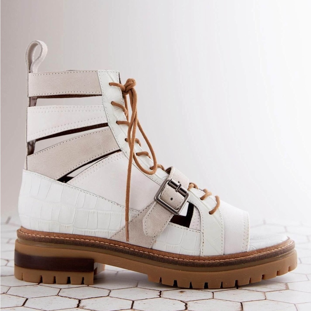 Free People Faux leather crocodile lace-up sandal